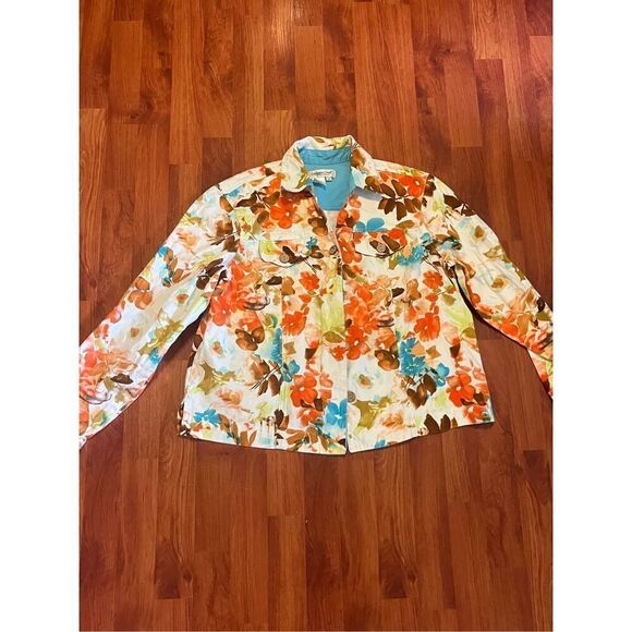 Coldwater Creek Jacket Buttons Leafy Floral Print Size Medium - Picture 9 of 11